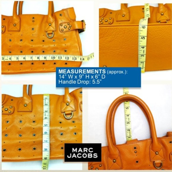 Marc Jacobs Orange Brown Genuine Leather Large Satchel Handbag Perforate… - Picture 11 of 11